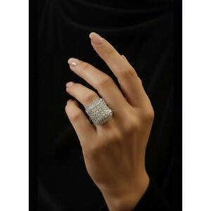 JTV BBJ 9.25 Sterling Silver CZ Cluster Ring Size 5